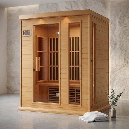 3 - Person FAR Infrared Sauna in Hemlock — Studio Shot