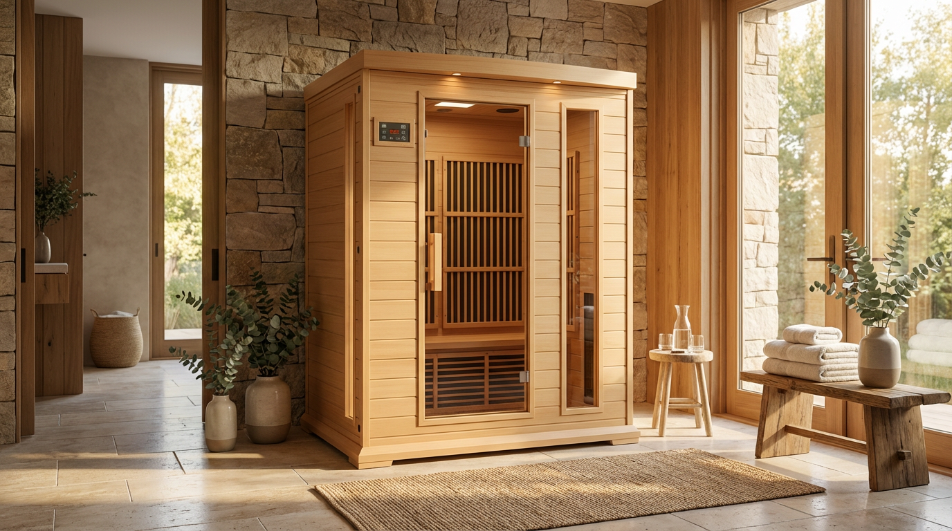 3 - Person FAR Infrared Sauna in Hemlock — Lifestyle